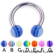Circular barbell with acrylic layered balls, 12 ga