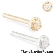 14K Gold customizable nose stud with 1.5mm Clear CZ gem