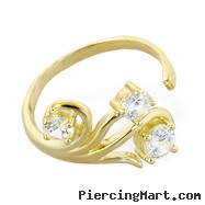 10K real gold toe ring with multi-gems