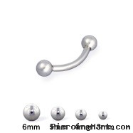 Steel ball curved barbell, 16 ga
