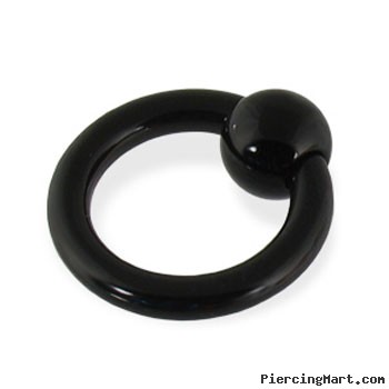Black acrylic captive bead ring, 6 ga