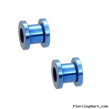 Pair Of Titanium Anodized Tunnels with Threaded Back - Light Blue
